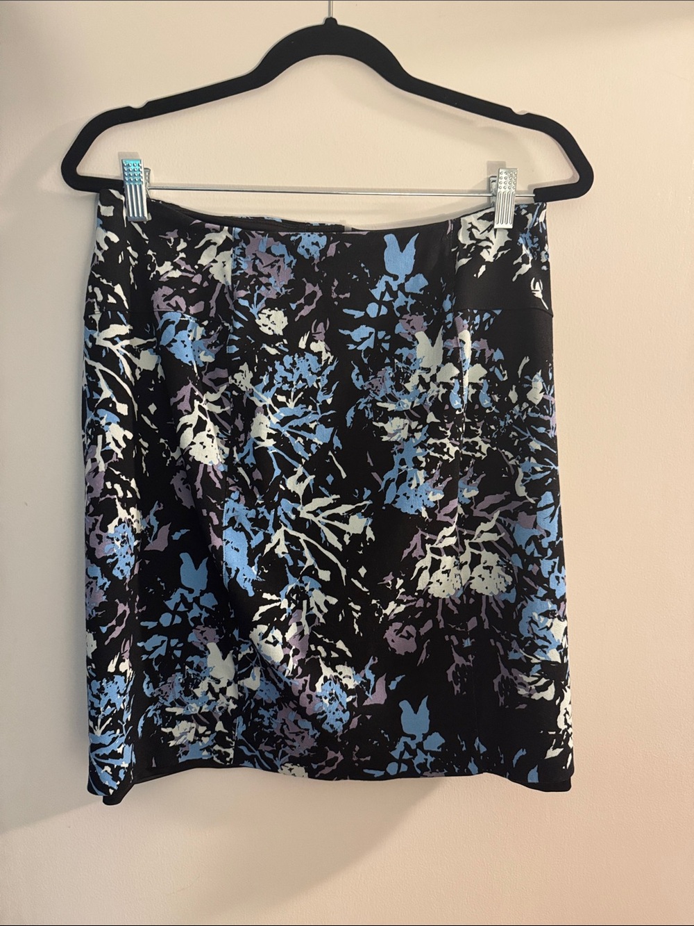 Lysse Black Mini Skirt with Blue, Lavender & Cream Floral Motif